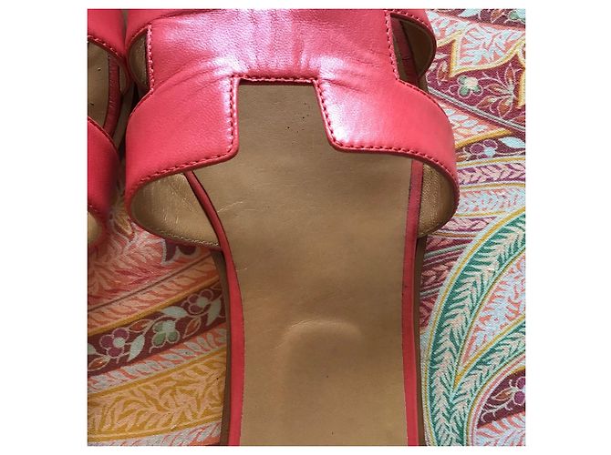 Sandalias Hermès Oran de piel rosa - vista 12