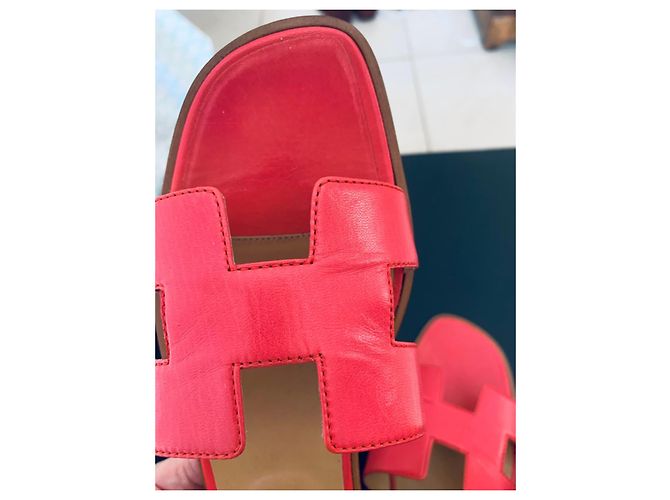 Sandalias Hermès Oran de piel rosa - vista 13
