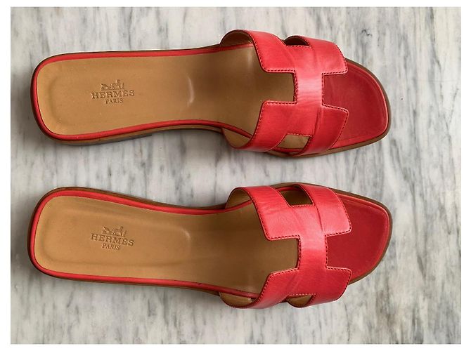 Sandalias Hermès Oran de piel rosa - vista 17