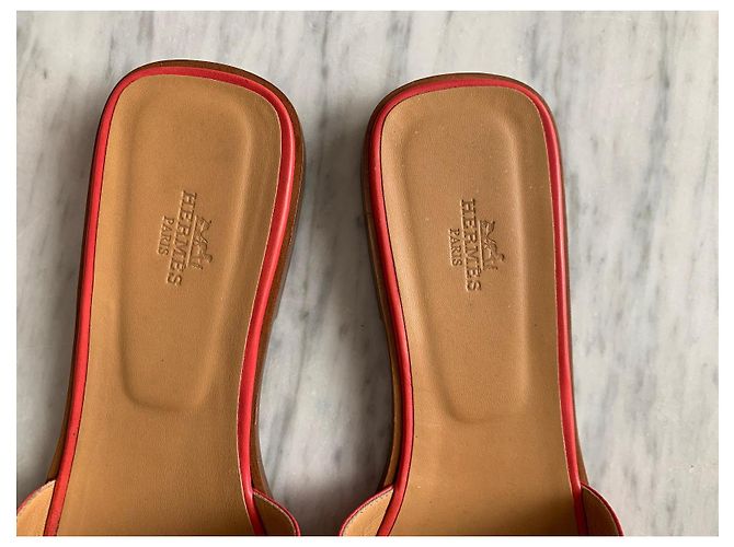 Sandalias Hermès Oran de piel rosa - vista 18