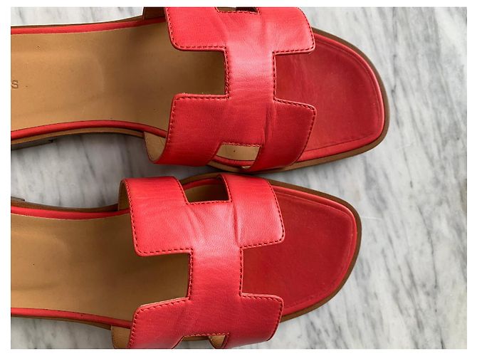 Sandalias Hermès Oran de piel rosa - vista 20