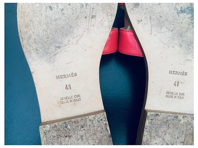 Sandalias Hermès Oran de piel rosa - vista 6