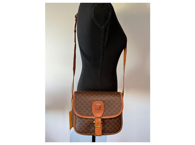 Trotteur Borsa a tracolla Céline Macadam Marrone Tela Rivestita e Pelle Castagno Marrone scuro - vista 2