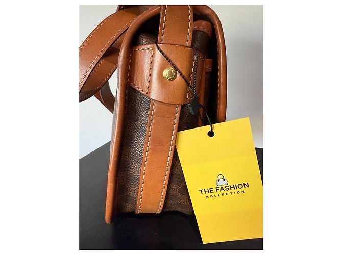 Trotteur Borsa a tracolla Céline Macadam Marrone Tela Rivestita e Pelle Castagno Marrone scuro - vista 4