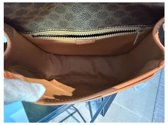 Trotteur Borsa a tracolla Céline Macadam Marrone Tela Rivestita e Pelle Castagno Marrone scuro - vista 7
