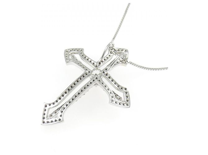 Autre Marque Collana a Croce con Diamanti in Oro Bianco e Oro Nero Au750 Argento - vista 4