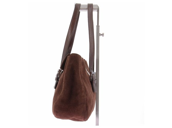 Fendi Borsa baguette in camoscio marrone - vista 3