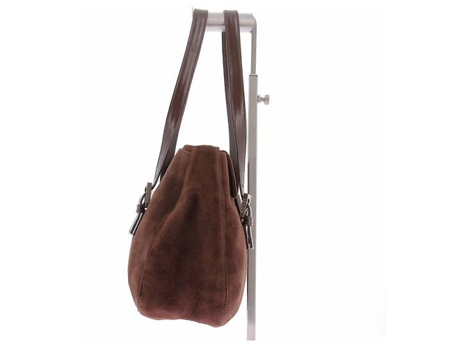 Fendi Borsa baguette in camoscio marrone - vista 4