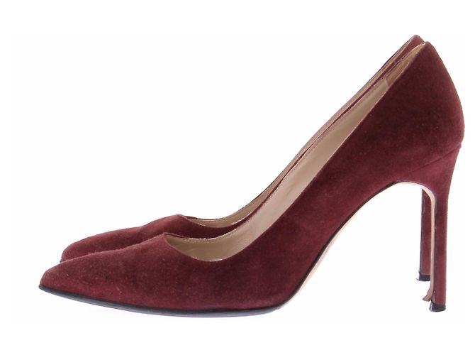 Manolo Blahnik Décolleté bordeaux in camoscio Bordò - vista 3