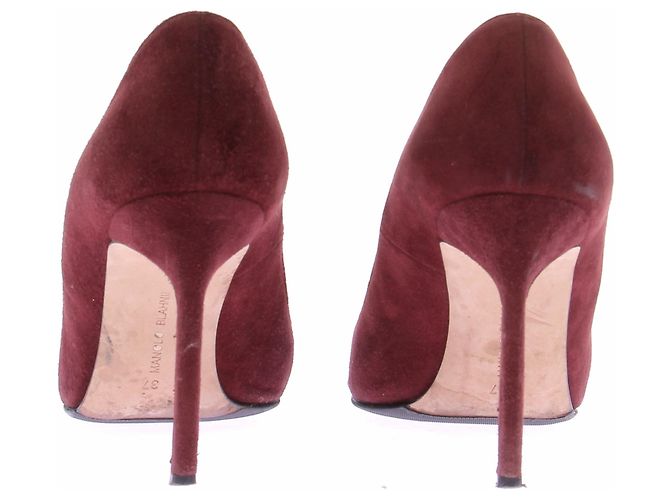 Manolo Blahnik Décolleté bordeaux in camoscio Bordò - vista 5
