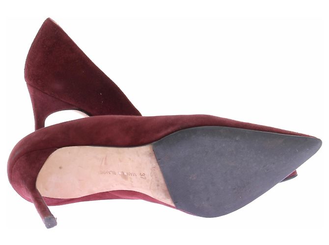 Manolo Blahnik Décolleté bordeaux in camoscio Bordò - vista 7