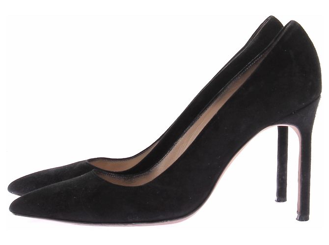 Manolo Blahnik Décolleté nere in camoscio Nero - vista 3