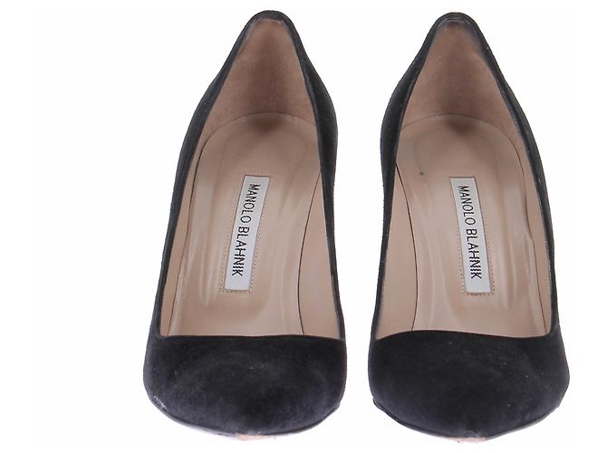 Manolo Blahnik Décolleté nere in camoscio Nero - vista 4