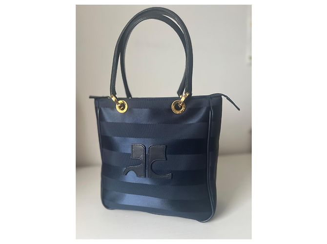 Courreges Borsa tote Courrèges in tela blu navy Blu scuro - vista 2