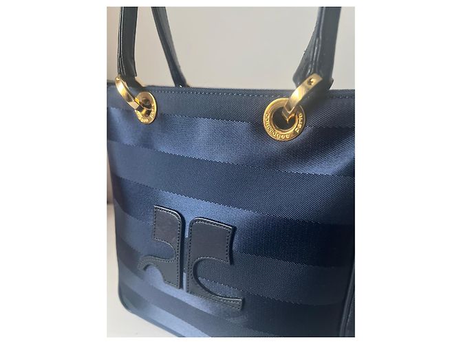 Courreges Borsa tote Courrèges in tela blu navy Blu scuro - vista 3