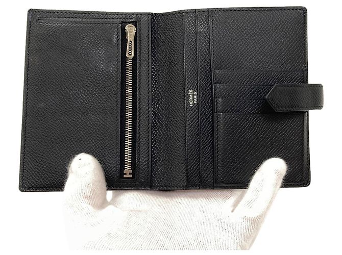 Hermès Bearn kompakte Bi-Fold Geldbörse Schwarz - Ansicht 4