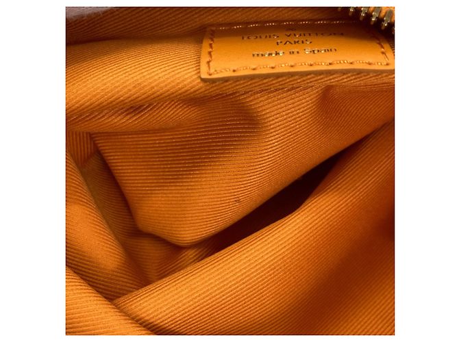 Borsa a tracolla piatta in denim Monogram Louis Vuitton Marrone Arancione - vista 12