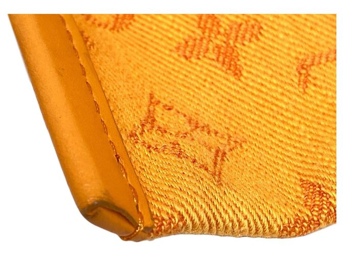 Borsa a tracolla piatta in denim Monogram Louis Vuitton Marrone Arancione - vista 20