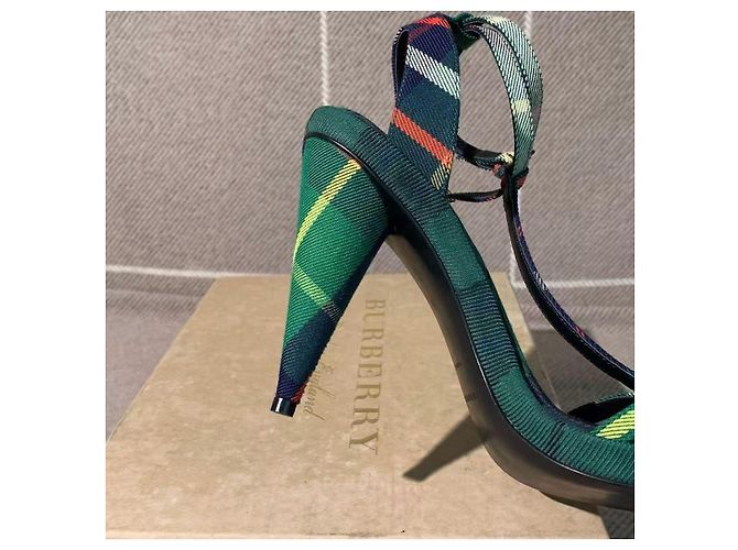 Décolleté Burberry con tacco a cono Verdi a quadri - vista 2