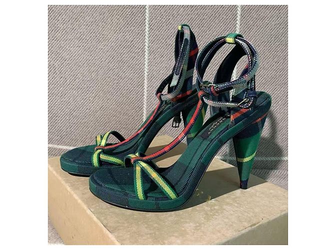 Décolleté Burberry con tacco a cono Verdi a quadri - vista 3