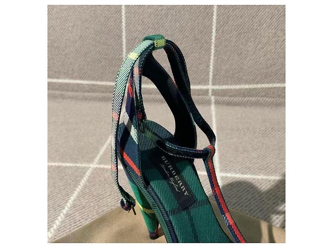 Décolleté Burberry con tacco a cono Verdi a quadri - vista 4