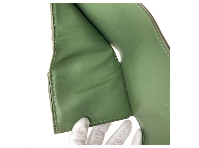Céline Portafoglio bi-fold Celine Triomphe con patta Verde - vista 12