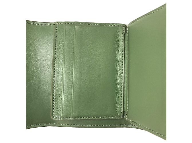 Céline Portafoglio bi-fold Celine Triomphe con patta Verde - vista 13