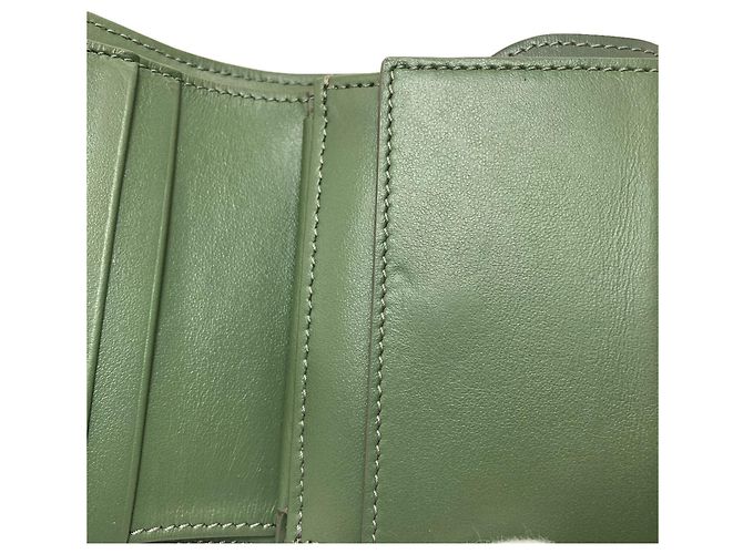Céline Portafoglio bi-fold Celine Triomphe con patta Verde - vista 15