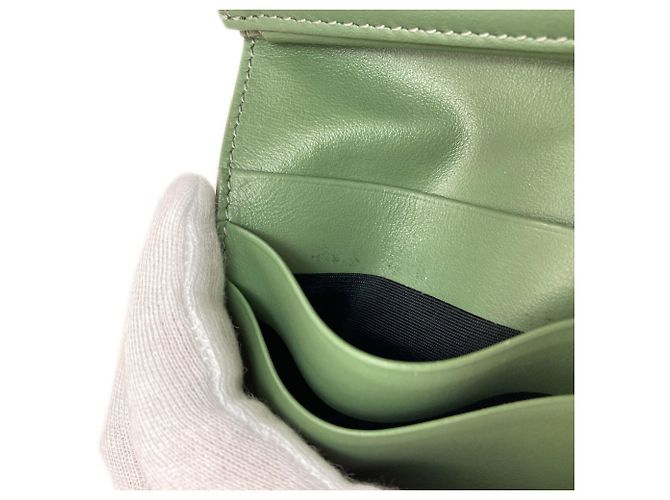 Céline Portafoglio bi-fold Celine Triomphe con patta Verde - vista 16