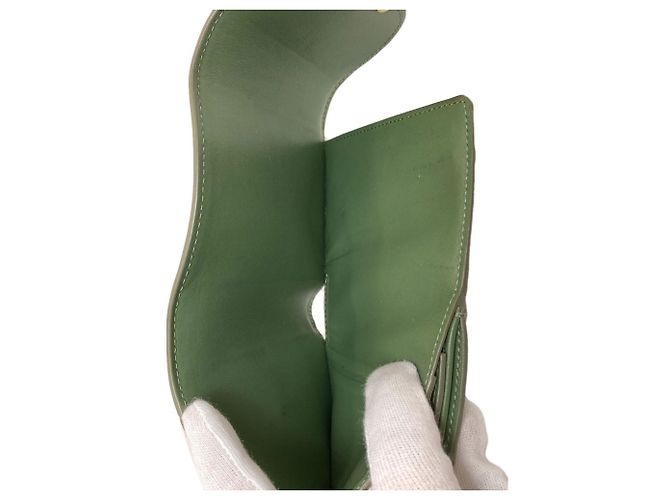 Céline Portafoglio bi-fold Celine Triomphe con patta Verde - vista 6