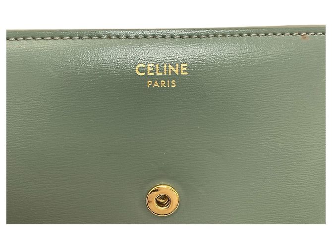 Céline Portafoglio bi-fold Celine Triomphe con patta Verde - vista 8