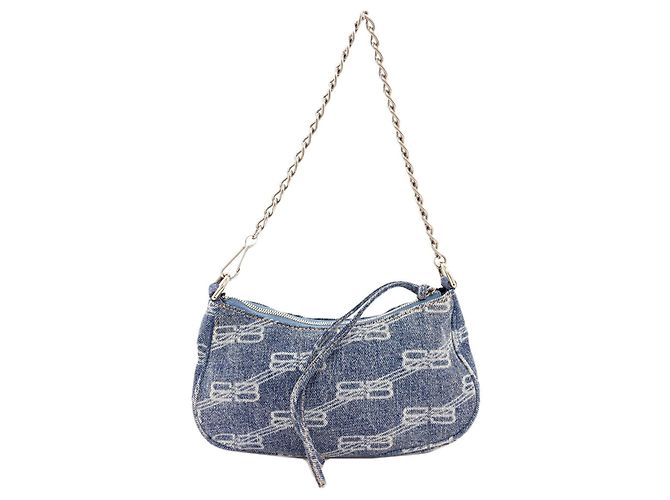 Le Cagole Balenciaga 695814 Le Cagol Borsa a Mano 2 Vie in Denim Blu - vista 2