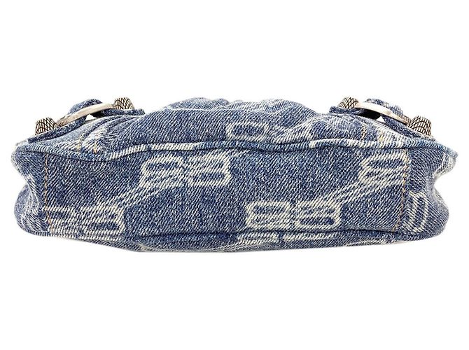 Le Cagole Balenciaga 695814 Le Cagol Borsa a Mano 2 Vie in Denim Blu - vista 4