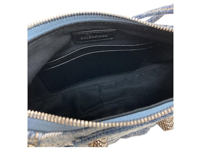 Le Cagole Balenciaga 695814 Le Cagol Borsa a Mano 2 Vie in Denim Blu - vista 5