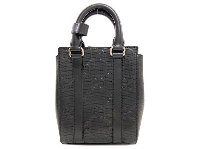 Gucci 696010 Mini Bolsa GG Embossada Preto - vista 2