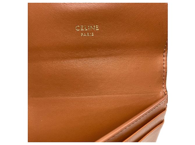 Céline Portafoglio bi-fold Celine Triomphe con patta Marrone - vista 13
