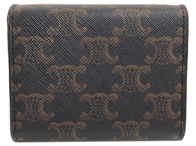 Céline Portafoglio bi-fold Celine Triomphe con patta Marrone - vista 2