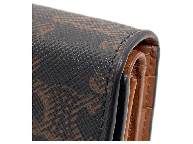 Céline Portafoglio bi-fold Celine Triomphe con patta Marrone - vista 22