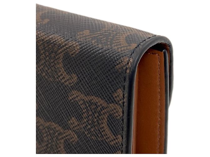 Céline Portafoglio bi-fold Celine Triomphe con patta Marrone - vista 23