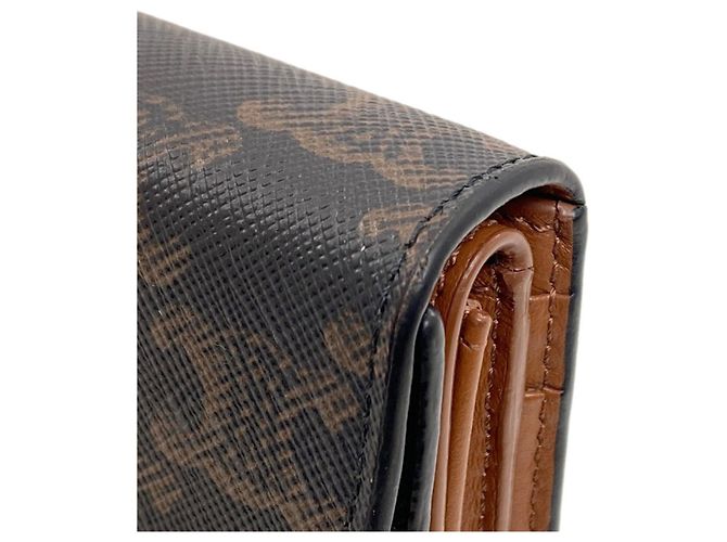 Céline Portafoglio bi-fold Celine Triomphe con patta Marrone - vista 24