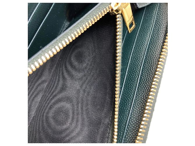Saint Laurent Cassandra Lange Geldbörse Dunkelgrün - Ansicht 11