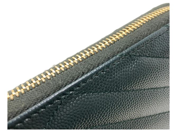 Saint Laurent Cassandra Lange Geldbörse Dunkelgrün - Ansicht 13