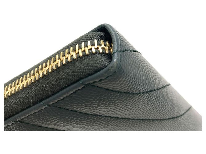 Saint Laurent Cassandra Lange Geldbörse Dunkelgrün - Ansicht 17