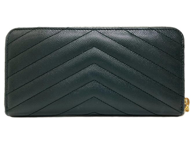 Saint Laurent Cassandra Lange Geldbörse Dunkelgrün - Ansicht 2