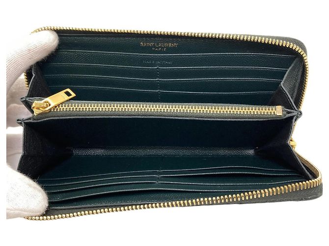 Saint Laurent Cassandra Lange Geldbörse Dunkelgrün - Ansicht 4