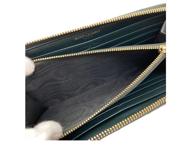 Saint Laurent Cassandra Lange Geldbörse Dunkelgrün - Ansicht 5