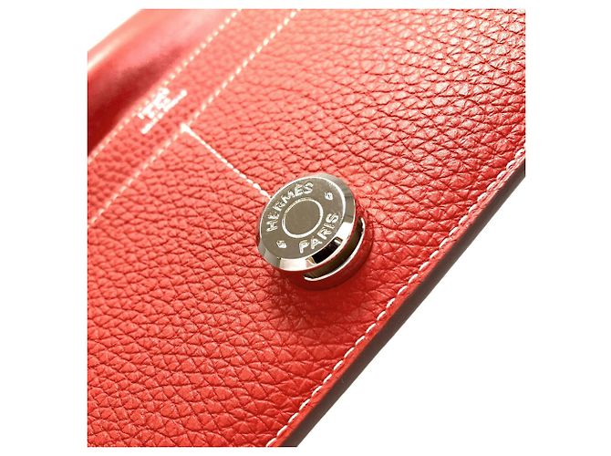 Monedero Duo Dogon GM de Hermès Roja - vista 16