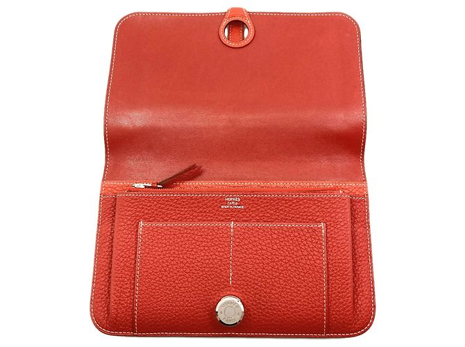Monedero Duo Dogon GM de Hermès Roja - vista 4