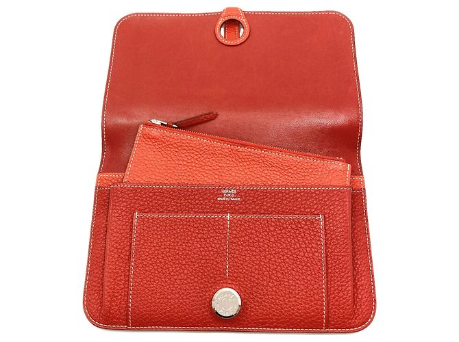 Monedero Duo Dogon GM de Hermès Roja - vista 5