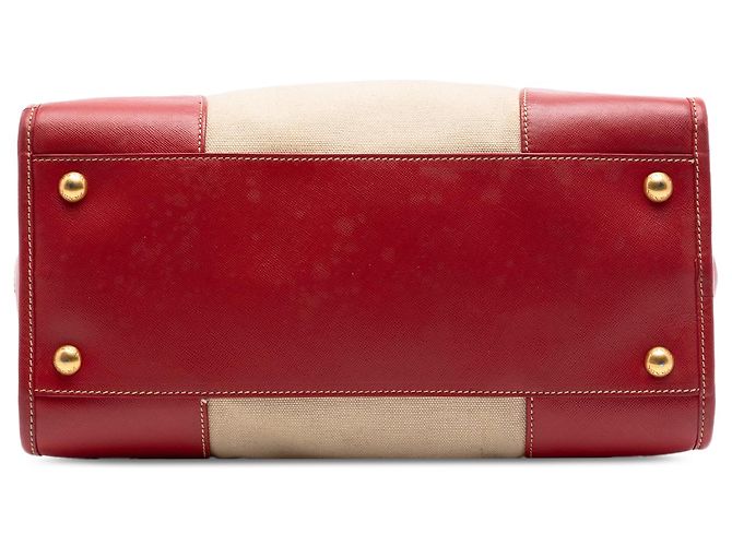 Borsa Canapa in tela beige Saffiano di Prada - vista 3